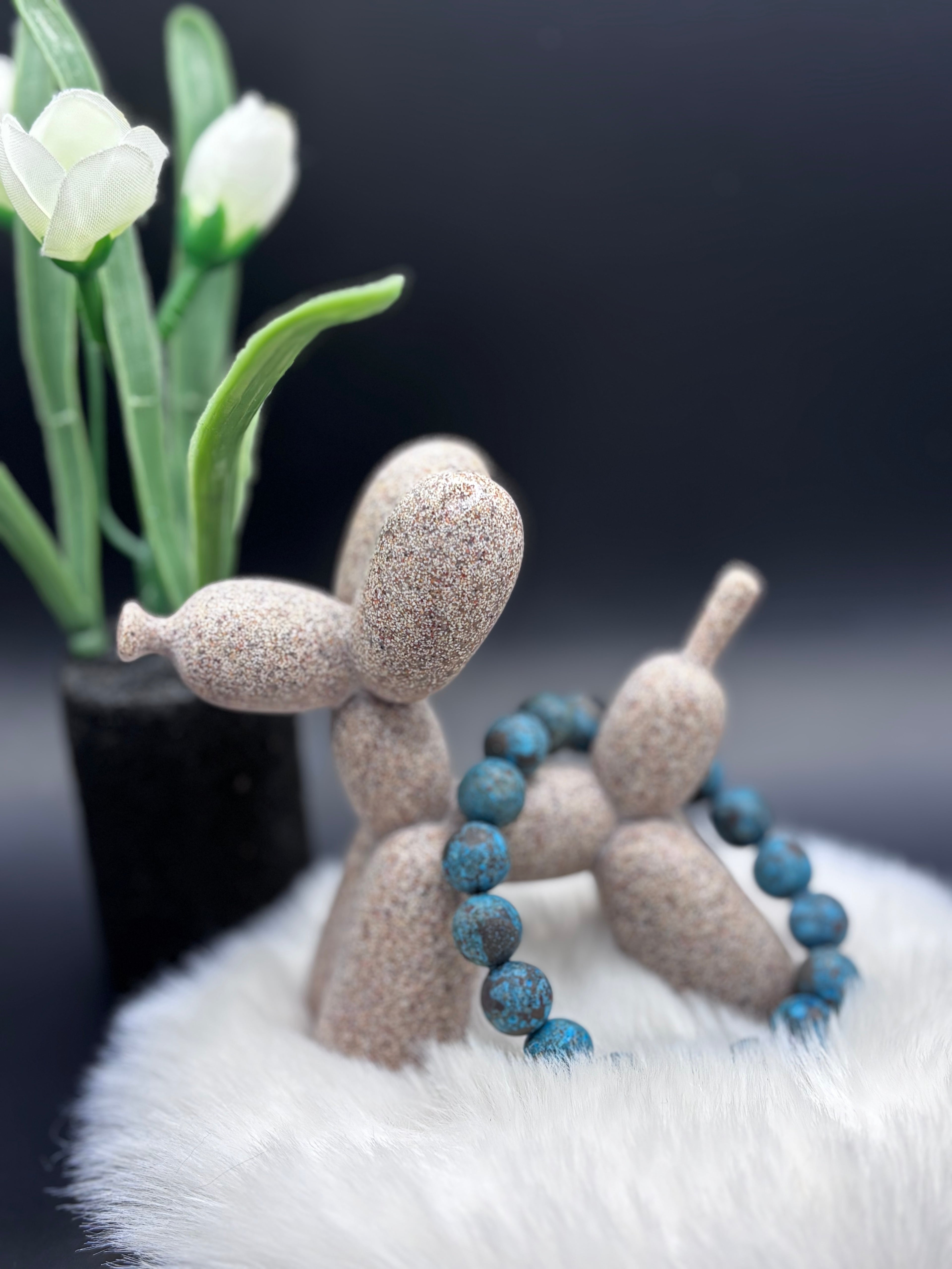 Turquoise fave’s - Afrikaans matte kraal