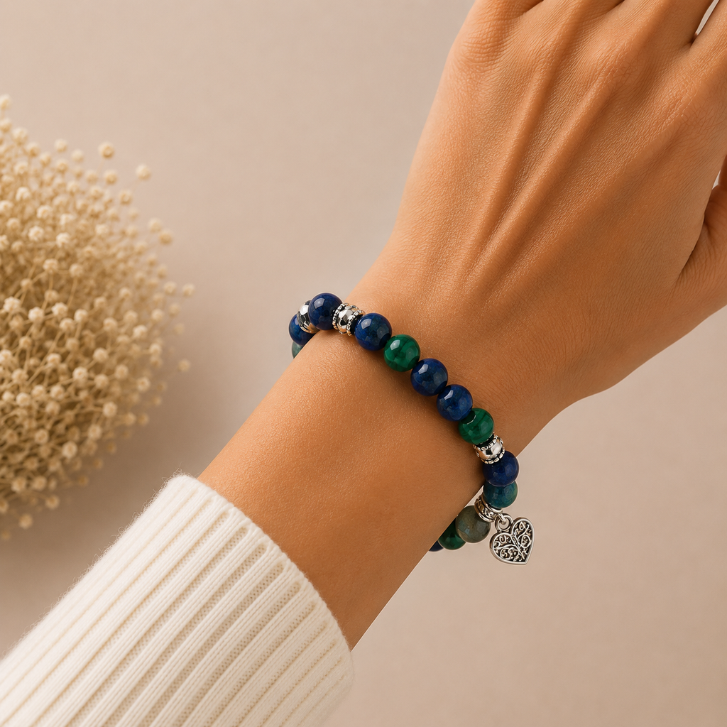 Autumn Collectie Anja- Groen tinten met spacers en hart bedeltje