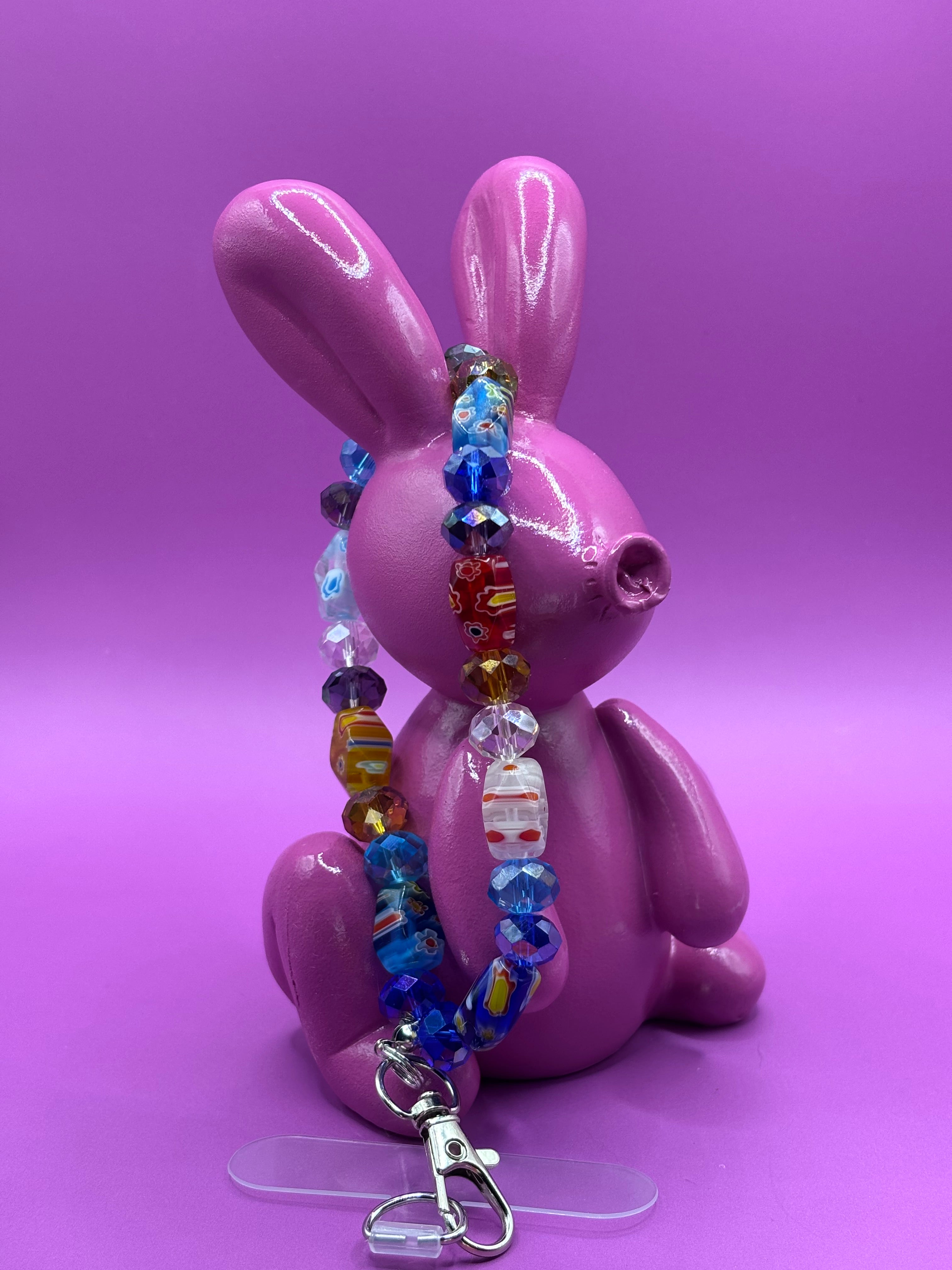 Telefoon polsbandje inclusief patch - Kleurrijke glaskralen Tres