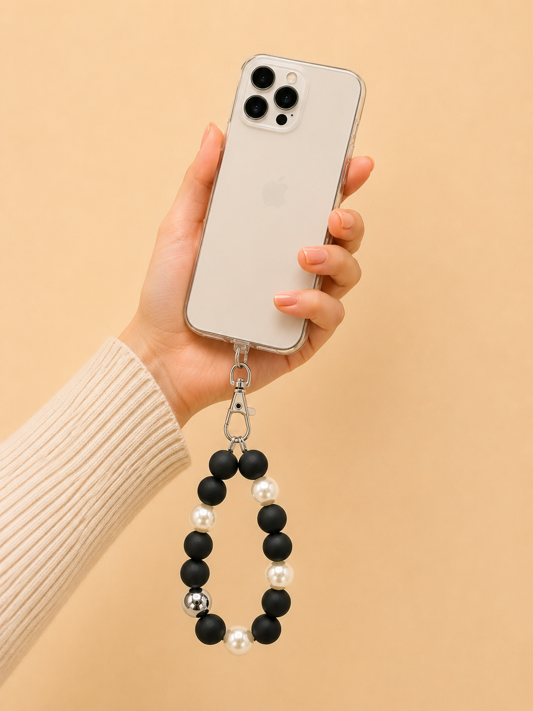 Telefoon polsbandje inclusief patch - Zwart Zilver